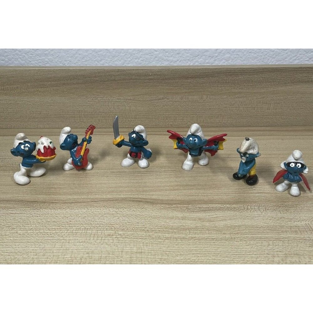 Lot of 6 Vintage Schleich Peyo Smurf Figures Late 60-70s Smurfs Figures‎